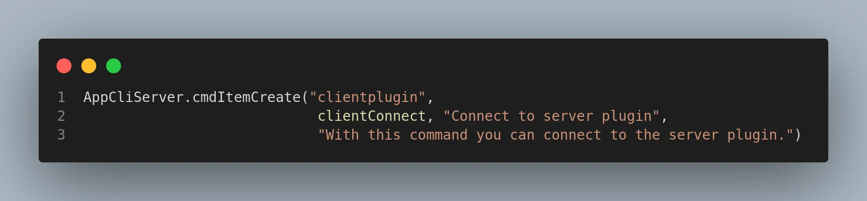 Command clientplugin calls function clientConnect().